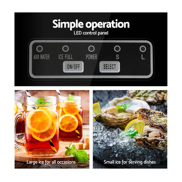 Devanti 2.4L Stainless Steel Portable Ice Cube Maker Countertop Ice Makers