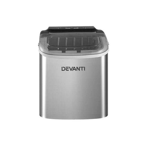 Devanti 12Kg Ice Maker Machine W/Self Cleaning Silver Countertop Ice Makers