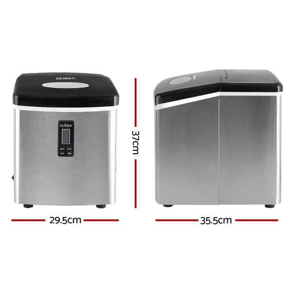Devanti 15Kg Ice Maker Machine Silver Countertop Ice Makers