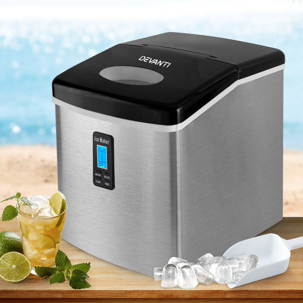 Devanti 15Kg Ice Maker Machine Silver Countertop Ice Makers