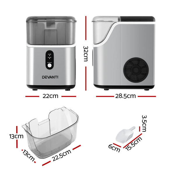 Devanti Ice Maker Machine 15Kg Nugget Cube Countertop Ice Makers