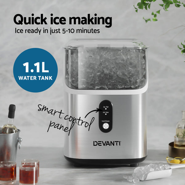 Devanti Ice Maker Machine 15Kg Nugget Cube Countertop Ice Makers