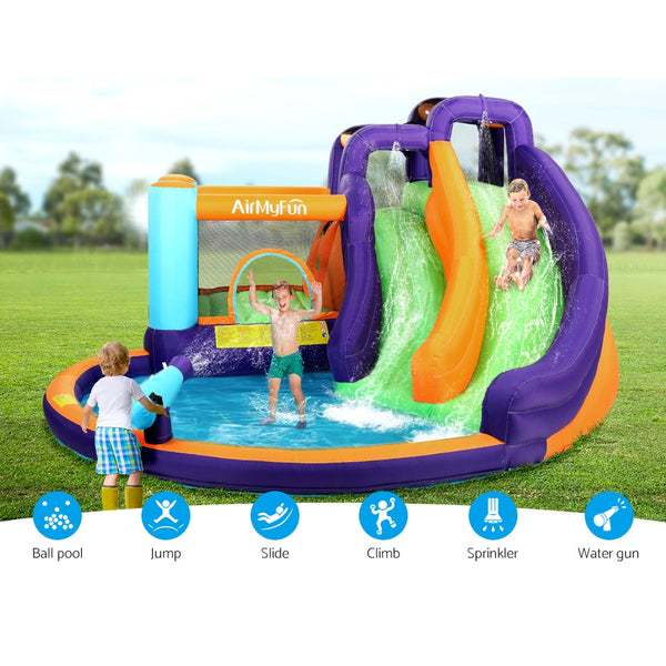 Airmyfun Inflatable Water Slide Kids Jumping Trampoline Castle Double Slide Inflatable & Kid Pools