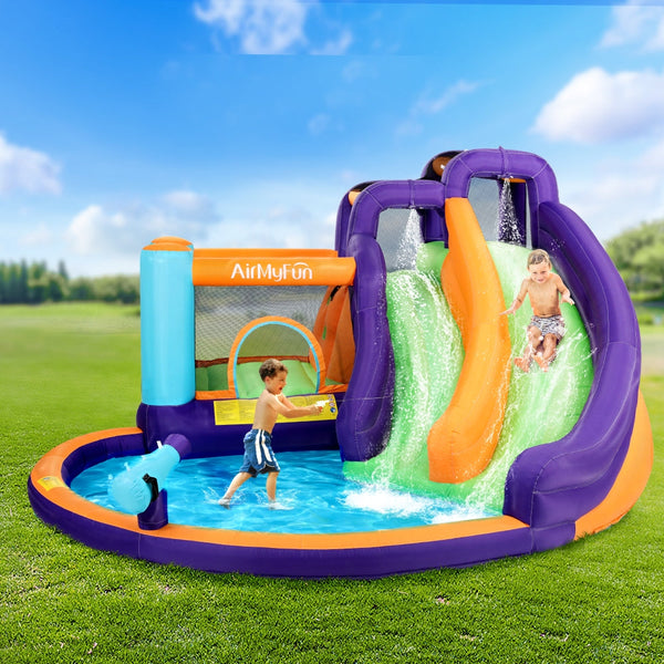 Airmyfun Inflatable Water Slide Kids Jumping Trampoline Castle Double Slide Inflatable & Kid Pools