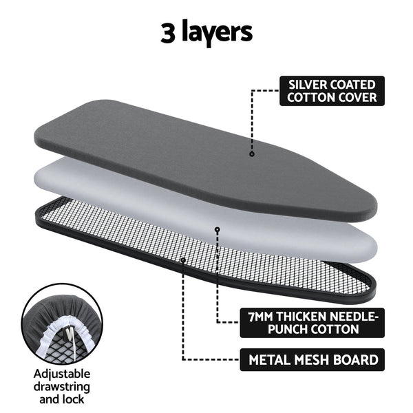 Artiss Ironing Board Foldable Iron Rest Black Ironing Board Covers & Accessories