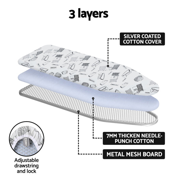 Artiss Ironing Board Wall Mounted Foldable White Ironing Board Covers & Accessories