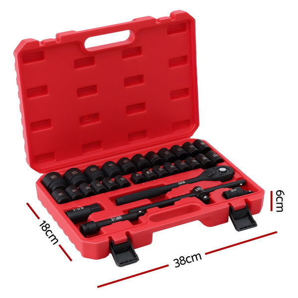 Giantz 30Pc 1/2" Drive Socket Set Cr V Steel 8 32Mm Workshop Repair Sockets & Socket Sets