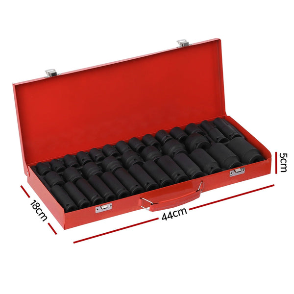 Giantz 35Pcs 1/2" Drive Impact Socket Set Metric 8 32Mm With Case Sockets & Socket Sets