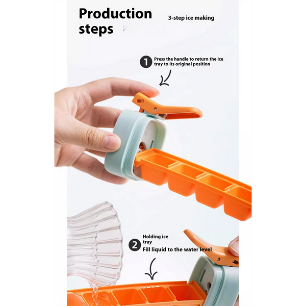 Ice Cube Mold Household Maker Food Grade Press Tray With Storage Box Ice Cubes Trays & Moulds