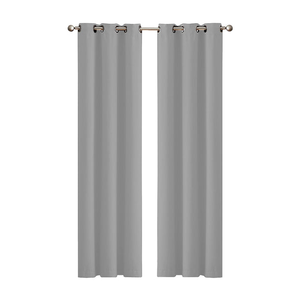 2X Blockout Curtains Panels 3 Layers Grey 132 213Cm Curtains & Drapes