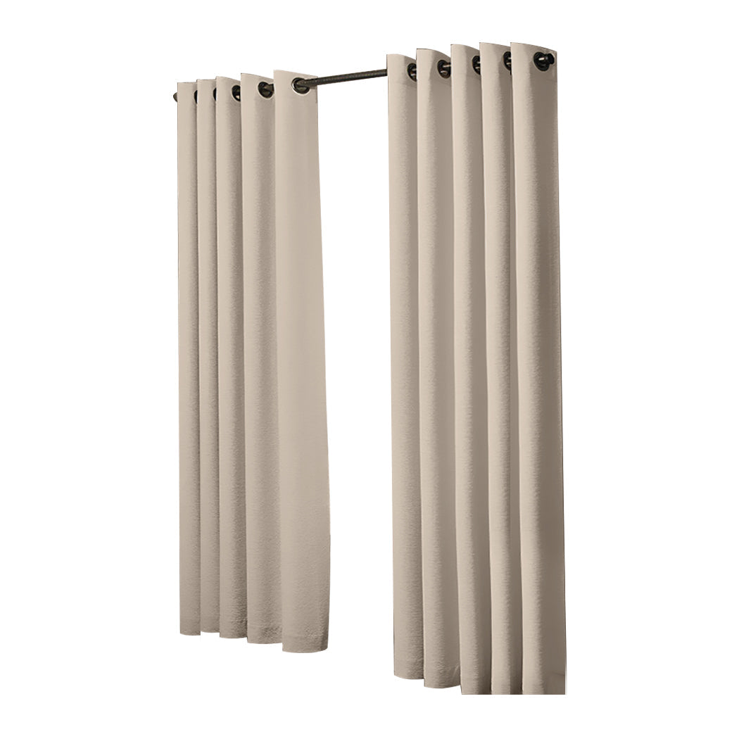 2X Blockout Curtains Panels 3 Layers Beige 180 230Cm Curtains & Drapes