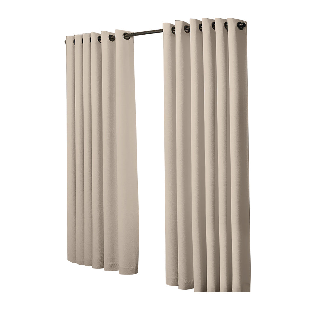 2X Blockout Curtains Panels 3 Layers Beige 240 230Cm Curtains & Drapes