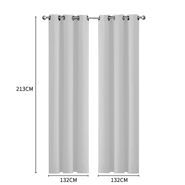 2X Blockout Curtains Panels 3 Layers Grey 132 213Cm Curtains & Drapes