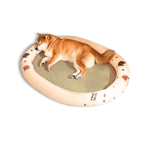 Pet Bed Beige Bear Design Rattan Cooling Mat Kitten Cushion Sofa Pet Beds