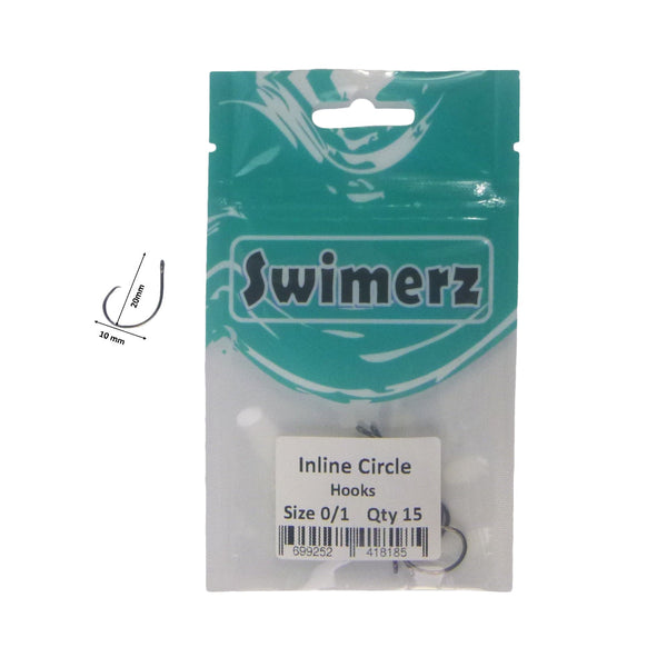 Swimerz 0/1 Inline Circle Hook Black Nickel Qty 15 Hooks