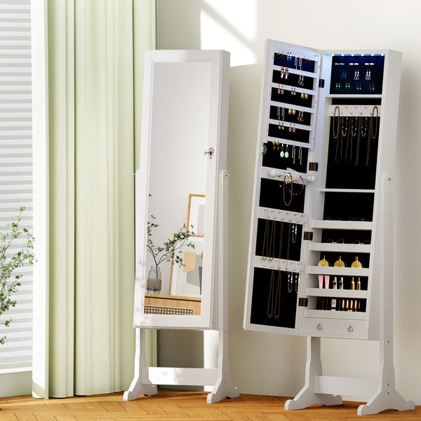 Artiss Jewellery Cabinet Mirror Free Standing Jewellery Holders & Organisers