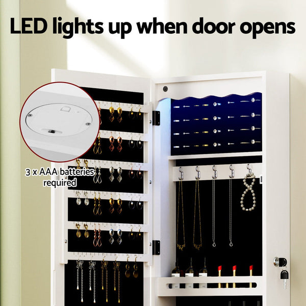Artiss Jewellery Cabinet Led Mirror Lockable Mirrors