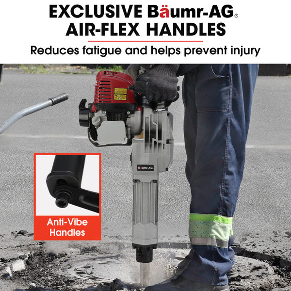 Baumr Ag 4 Stroke Petrol Jackhammer With 2 Chisels Carry Bag Jackhammers