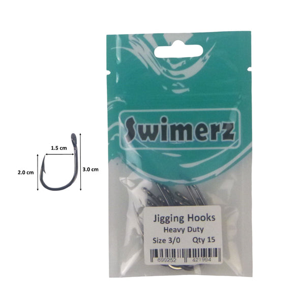 Swimerz 3/0 Heavy Duty Jigging 15 Pack Hooks