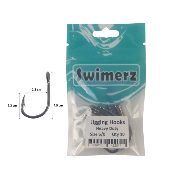 Swimerz 5/0 Heavy Duty Jigging 10 Pack Hooks
