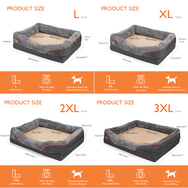 Jumbo Orthopedic Dog Bed Elevated Cushion Warm Waterproof Mattress Pet Beds