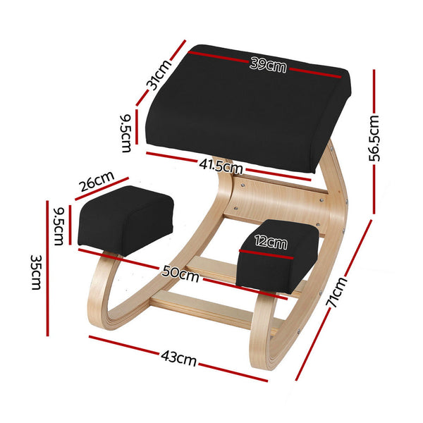 Artiss Kneeling Chair Ergonomic Posture Chair With Memory Foam Balance Stool For Home Office Gaming 120Kg Weight Capacity Black Chairs
