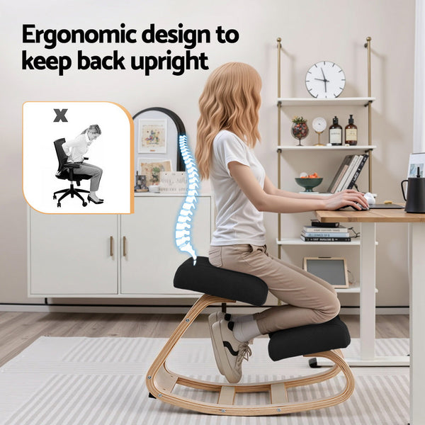 Artiss Kneeling Chair Ergonomic Posture Chair With Memory Foam Balance Stool For Home Office Gaming 120Kg Weight Capacity Black Chairs