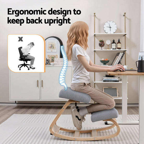 Artiss Kneeling Chair Ergonomic Posture Chair With Memory Foam Balance Stool For Home Office Gaming 120Kg Weight Capacity Gray Chairs
