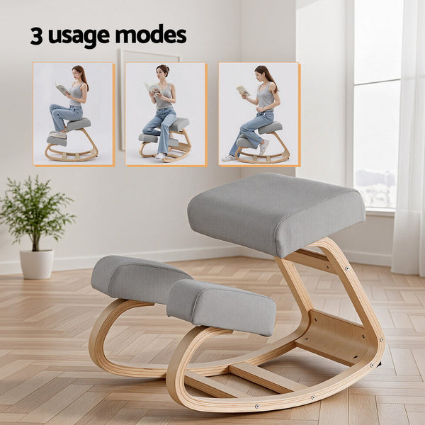 Artiss Kneeling Chair Ergonomic Posture Chair With Memory Foam Balance Stool For Home Office Gaming 120Kg Weight Capacity Gray Chairs