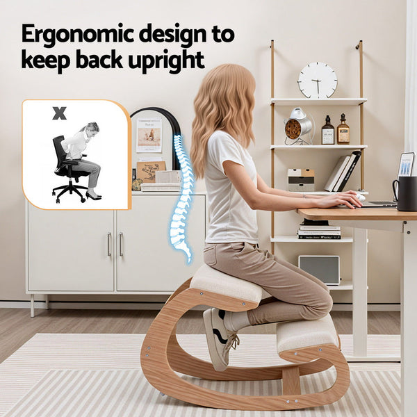 Artiss Kneeling Chair Ergonomic Posture Chair With Memory Foam Balance Stool For Home Office Gaming 120Kg Weight Capacity Beige Chairs
