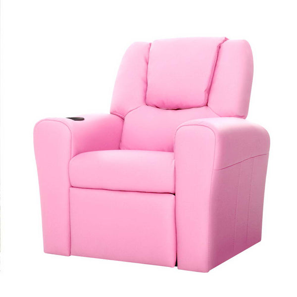 Keezi Kids Recliner Chair Pu Leather Sofa Lounge Couch Children Armchair Pink Kids Sofas Armchairs