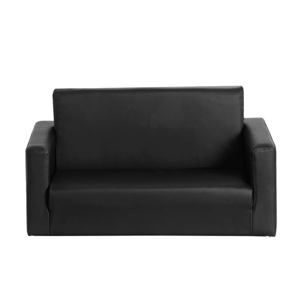 Keezi Kids Sofa 2 Seater Children Flip Open Couch Pu Leather Armchair Black Kids Sofas Armchairs