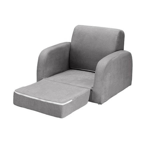 Keezi Kids Sofa 1 Seater Children Flip Open Couch Lounger Armchair Soft Grey Kids Sofas Armchairs