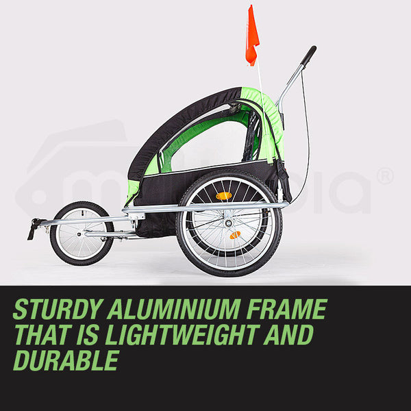 Tag Along Kids Bike Trailer Bicycle Pram Stroller Children Jogger Green Trailers