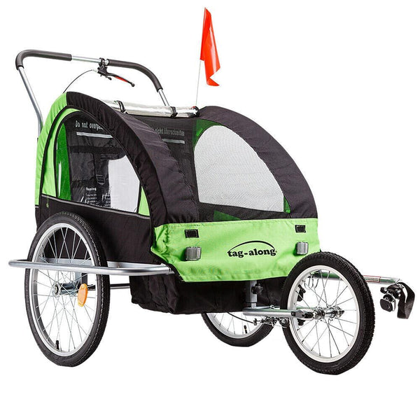 Tag Along Kids Bike Trailer Bicycle Pram Stroller Children Jogger Green Trailers