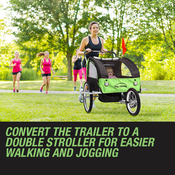 Tag Along Kids Bike Trailer Bicycle Pram Stroller Children Jogger Green Trailers