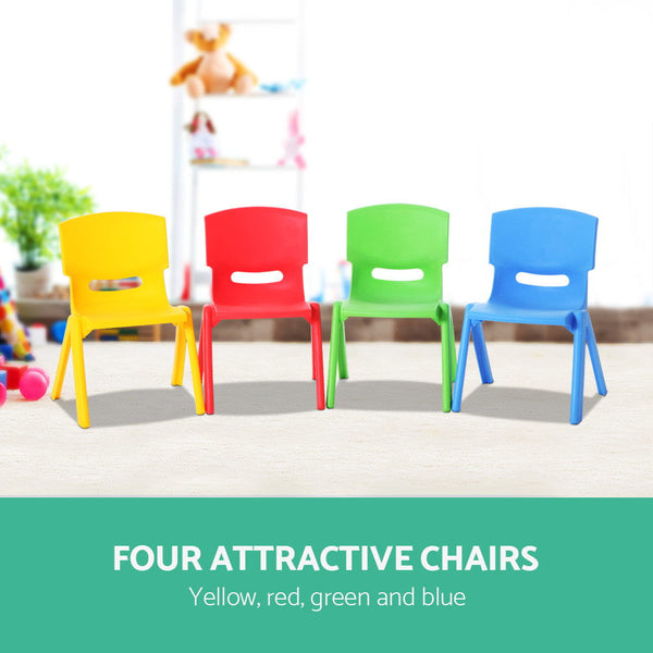 Keezi Kids Chairs Set Plastic Of 4 Activity Study 50Kg Kids Play Table & Chair Sets