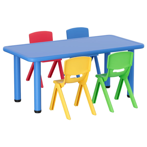 Keezi 5Pcs Kids Table And Chairs Set Children Study Desk Furniture Plastic 4 Chairs Kids Play Table & Chair Sets