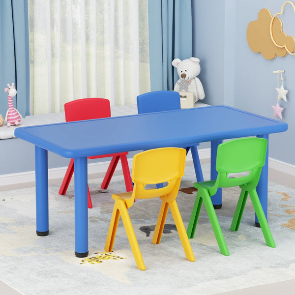 Keezi 5Pcs Kids Table And Chairs Set Children Study Desk Furniture Plastic 4 Chairs Kids Play Table & Chair Sets