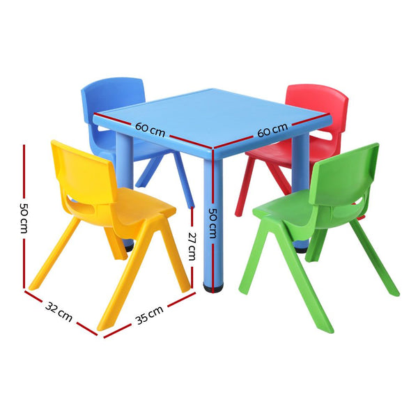 Keezi 5Pcs Kids Table And Chairs Set Children Study Desk Furniture Plastic 4 Kids Play Table & Chair Sets