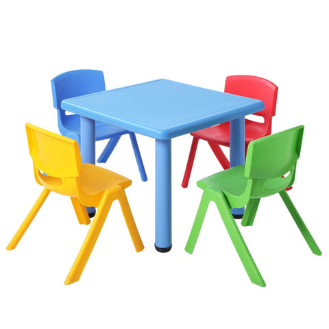 Keezi 5Pcs Kids Table And Chairs Set Children Study Desk Furniture Plastic 4 Kids Play Table & Chair Sets