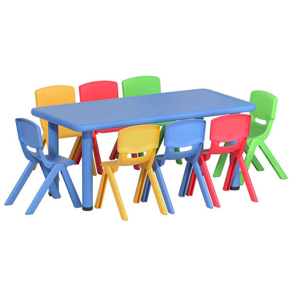 Keezi 9Pcs Kids Table And Chairs Set Children Study Desk Furniture Plastic 8 Chairs Kids Play Table & Chair Sets