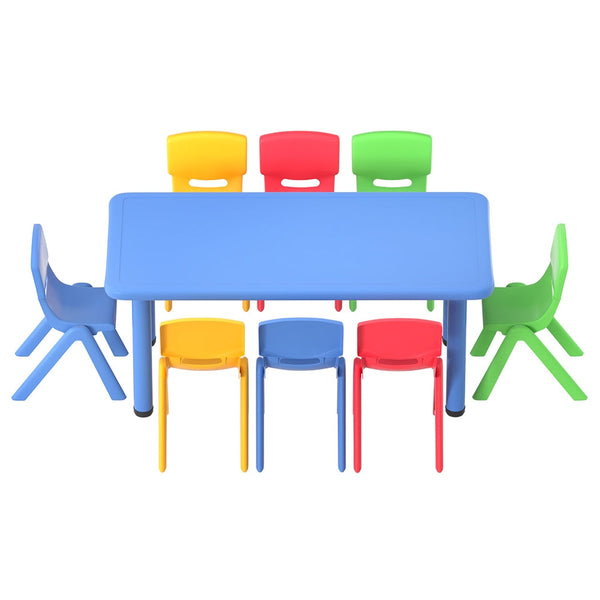 Keezi 9Pcs Kids Table And Chairs Set Children Study Desk Furniture Plastic 8 Chairs Kids Play Table & Chair Sets