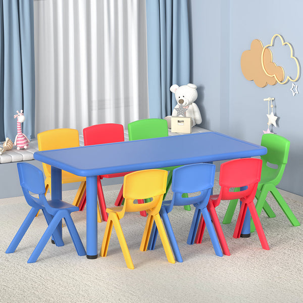 Keezi 9Pcs Kids Table And Chairs Set Children Study Desk Furniture Plastic 8 Chairs Kids Play Table & Chair Sets