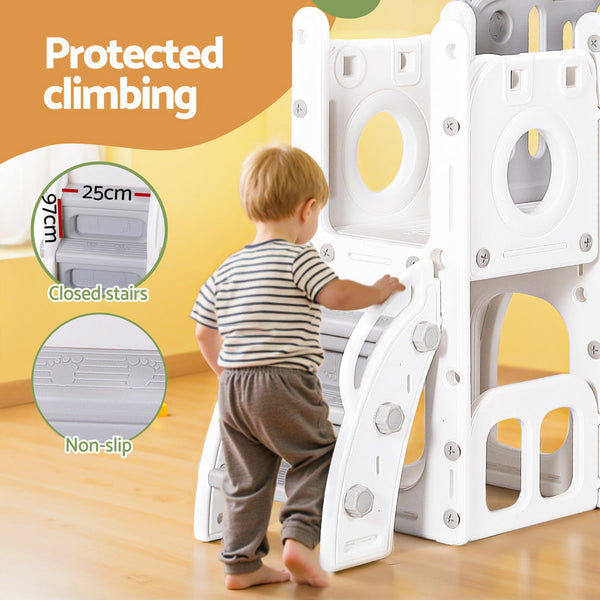 Keezi Kids Slide Swing Set Ball Hoop Rings Football Outdoor Toys Outdoor Swings