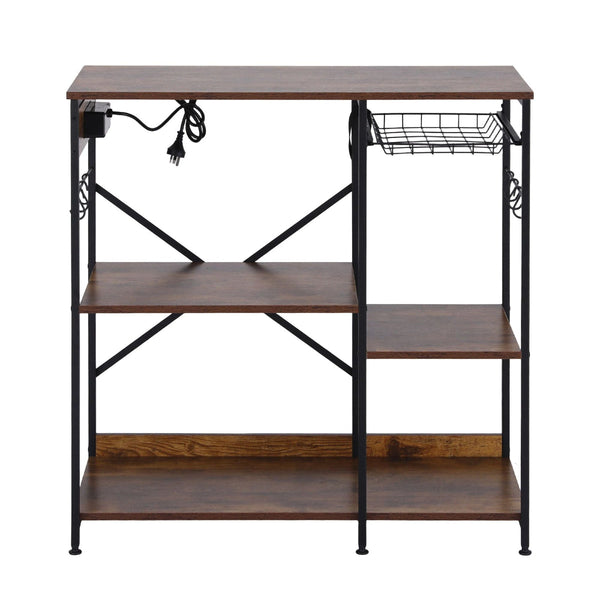 Artiss 3 Tier Kitchen Rack With 2 Power Outlets & 6 Hooks 90Cm Racks & Holders