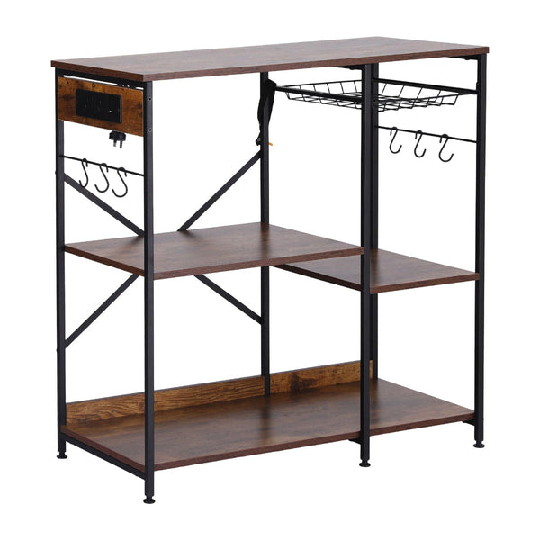 Artiss 3 Tier Kitchen Rack With 2 Power Outlets & 6 Hooks 90Cm Racks & Holders