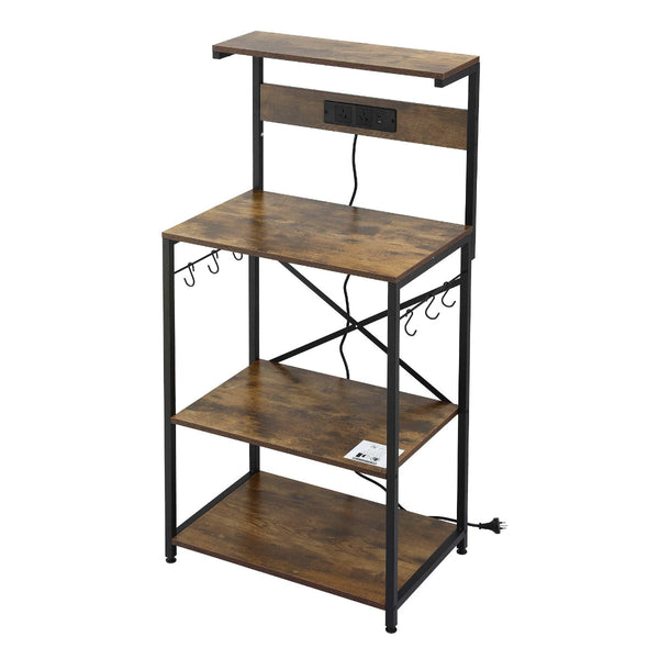 Artiss 4 Tier Kitchen Rack With 2 Outlets & 6 Hooks Racks & Holders