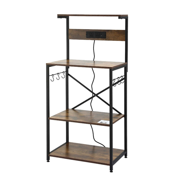 Artiss 4 Tier Kitchen Rack With 2 Outlets & 6 Hooks Racks & Holders