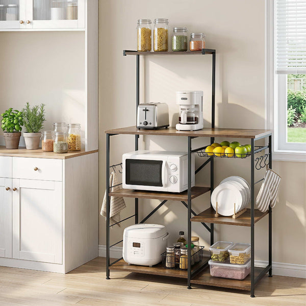 Artiss 4 Tier Kitchen Rack With Pull Out Basket And Hooks Racks & Holders